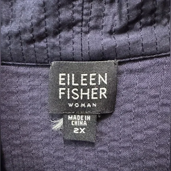 Eileen Fisher Navy Blue Open front Silk Jacket. Size 2X. EUC